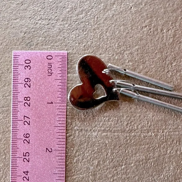 Vintage Working Wind Chime Heart Shaped Brooch Pin Silver Tone - Picture 6 of 9